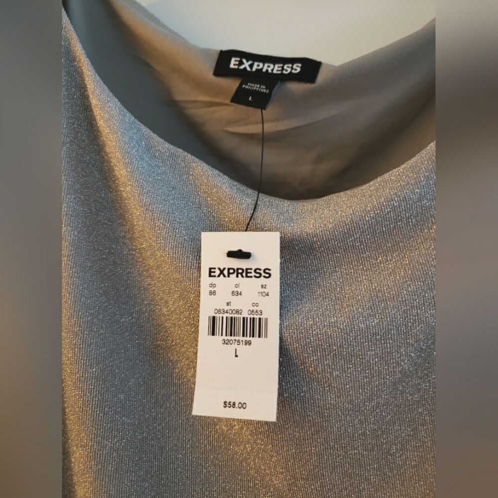 Express Silver Ruched Top (Large) - Picture 3 of 5